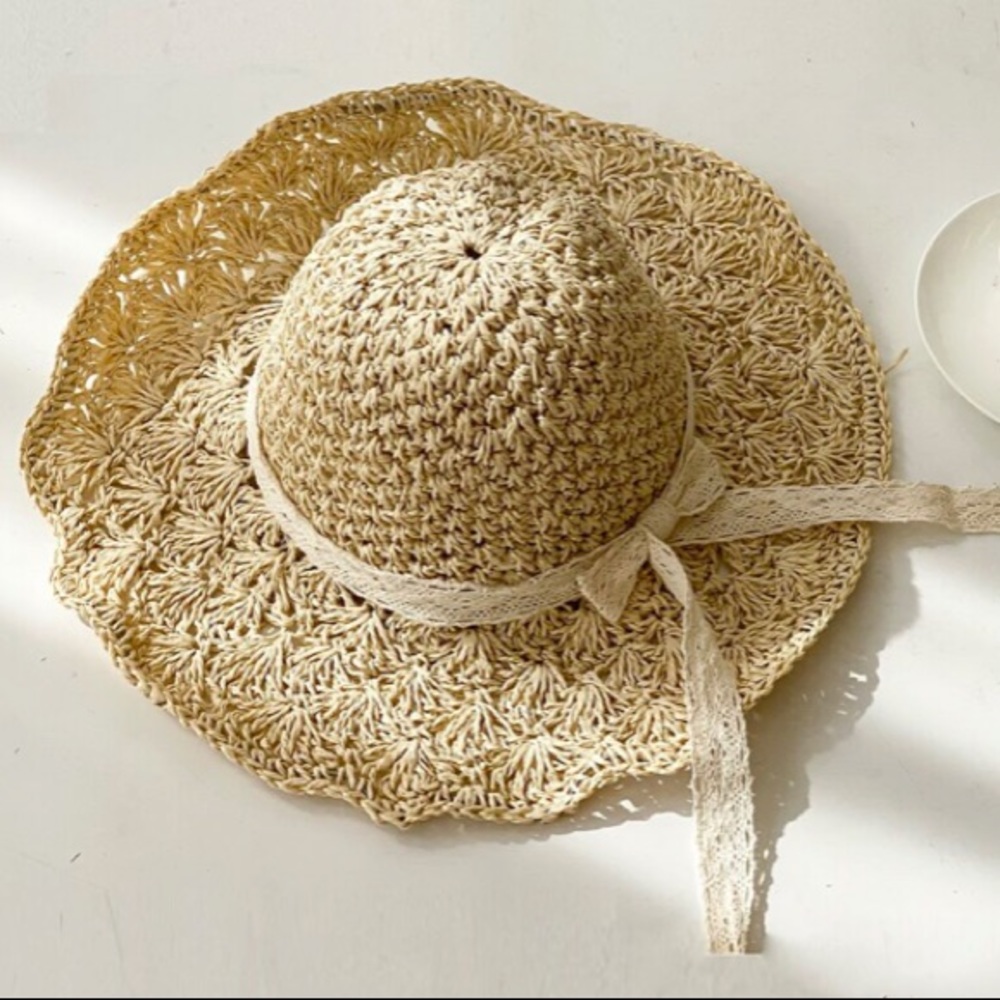 Beige Boho Wrap Around Ribbon Straw Hat - Picture 2 of 12